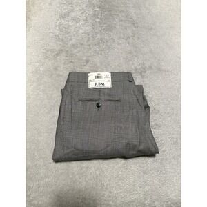 RBM Glen Plaid Wool Dress Pants Size 38x29 Cuffed Trousers NWT Black White